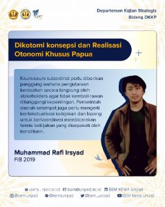Read more about the article Dikotomi Konsepsi dan Realisasi Otonomi Khusus Papua